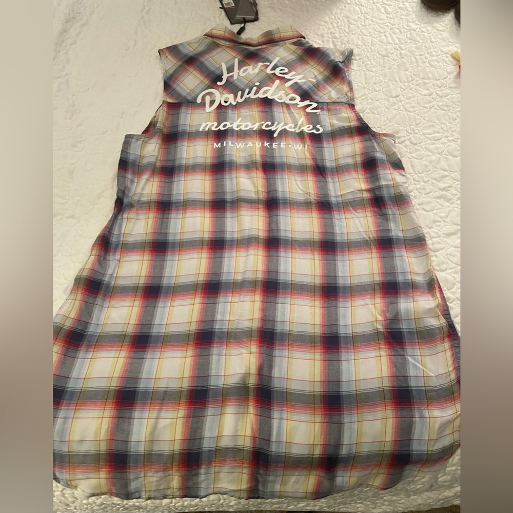 Harley Davidson Plaid Tunic Button Up Tank